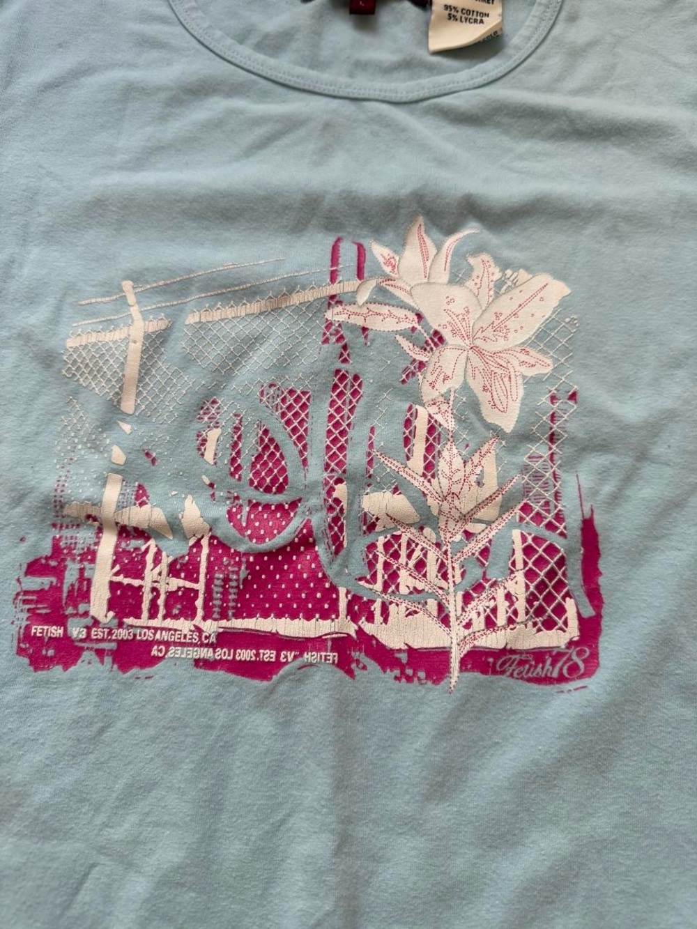 Y2K Fetish Baby Blue Graphic Tee 2000s - Picture 5 of 5
